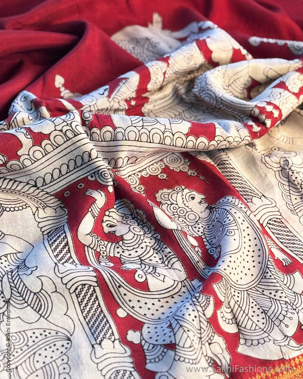 DP-X13962 Red Kalamkari Saree