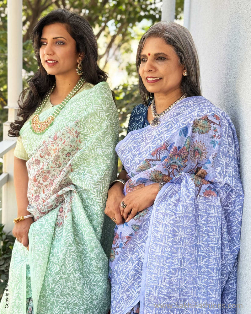 EE-X14404 Lucknowi Blue Kota sari