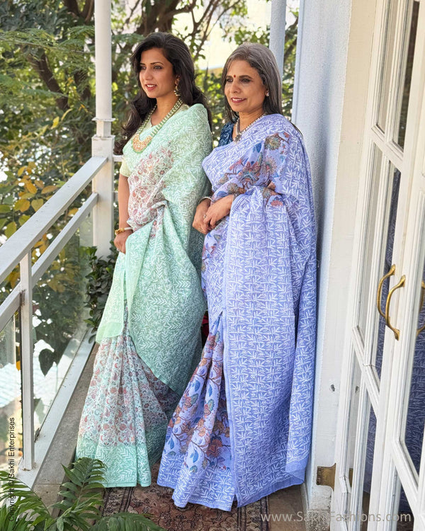 EE-X14404 Lucknowi Blue Kota sari