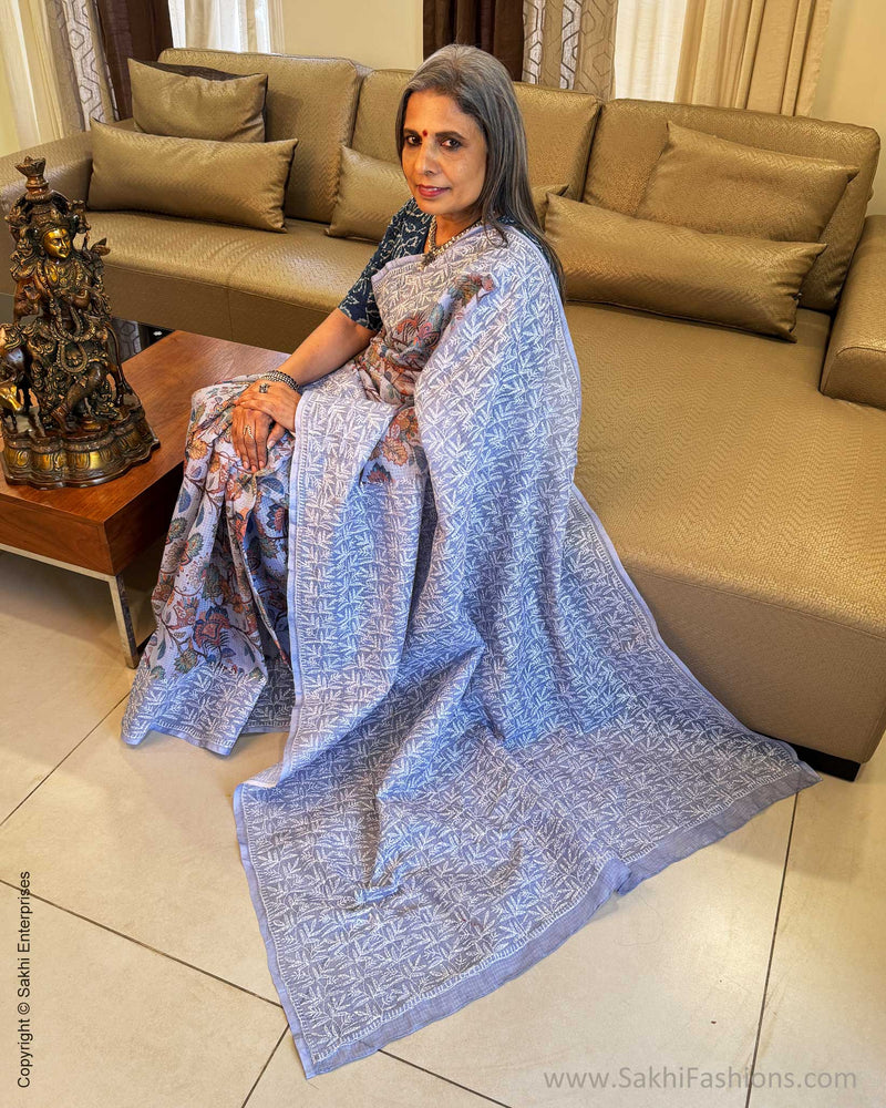 EE-X14404 Lucknowi Blue Kota sari