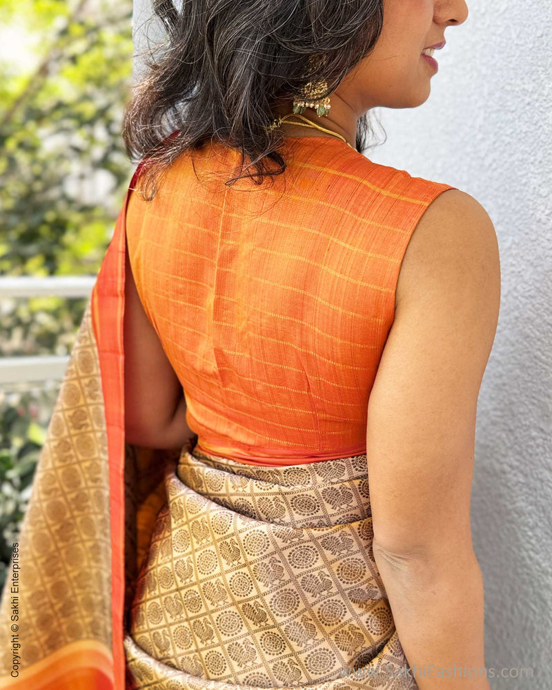 BL-F25753 Orange Kanchi Blouse