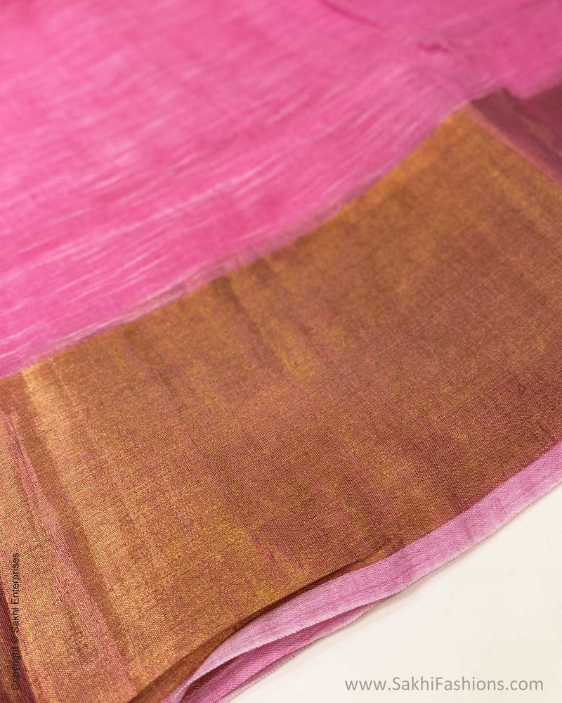 DP-W18948 Pink Linen Saree