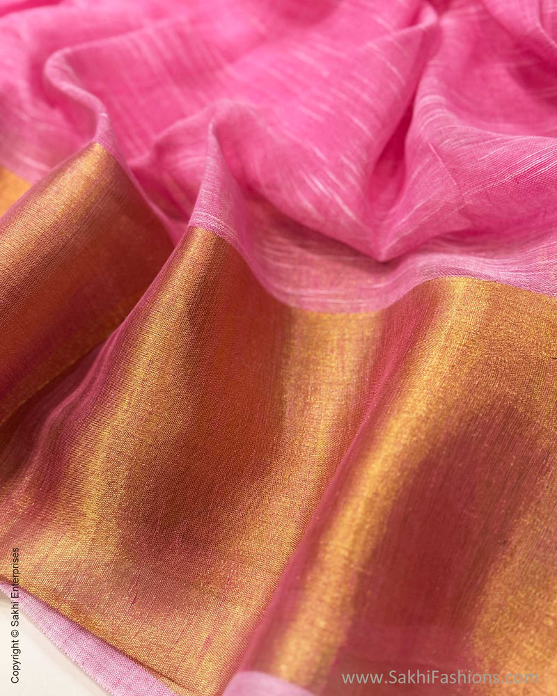 DP-W18948 Pink Linen Saree