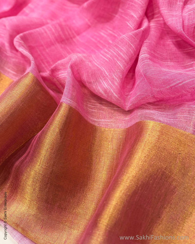 DP-W18948 Pink Linen Saree