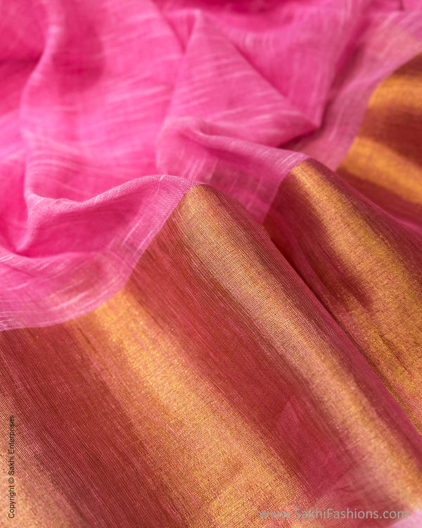 DP-W18948 Pink Linen Saree