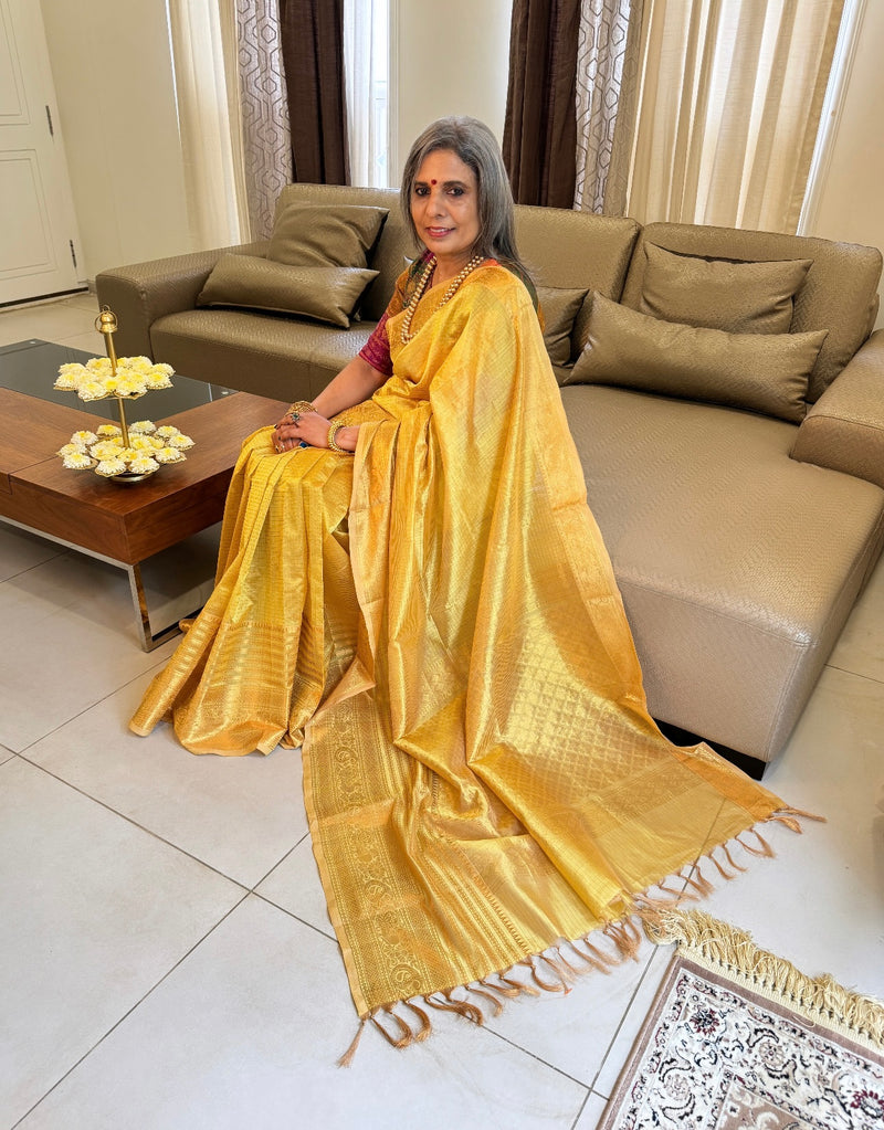 EE-X07336 Golden Mangalgiri Silk