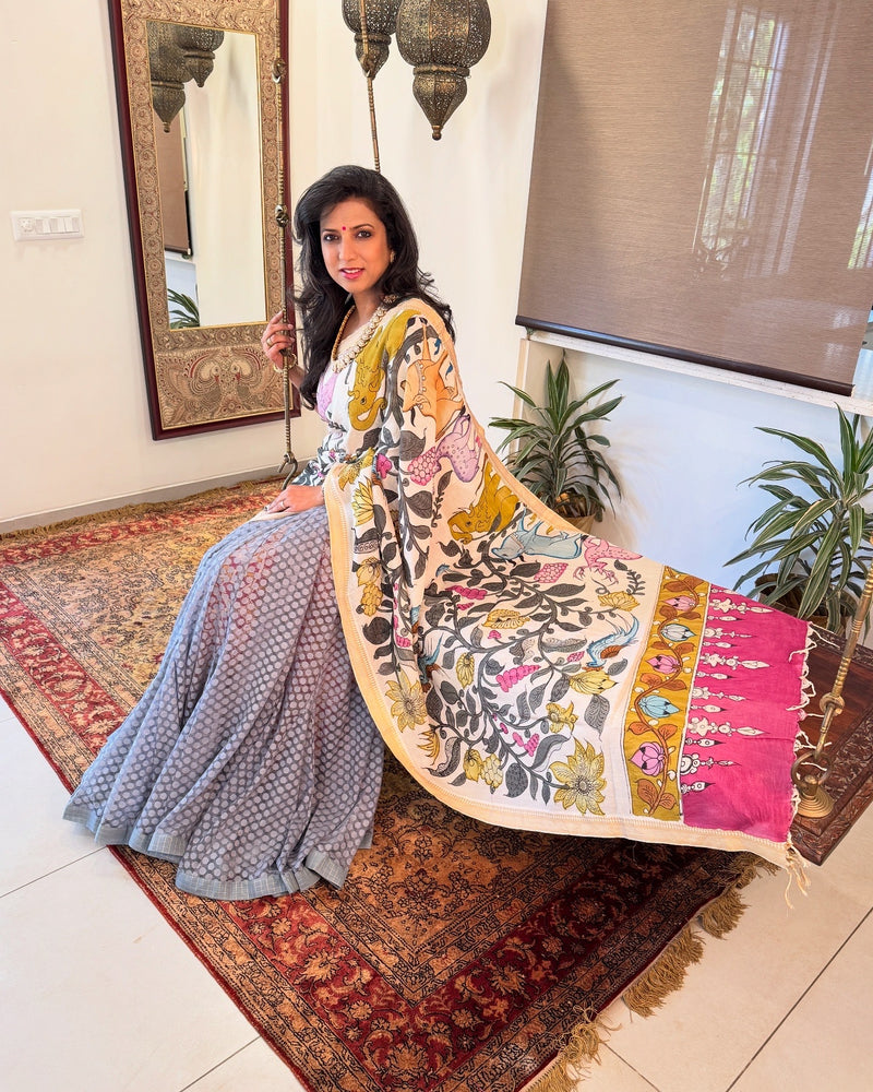 EE-X12755 Kalamkari crossover Sari