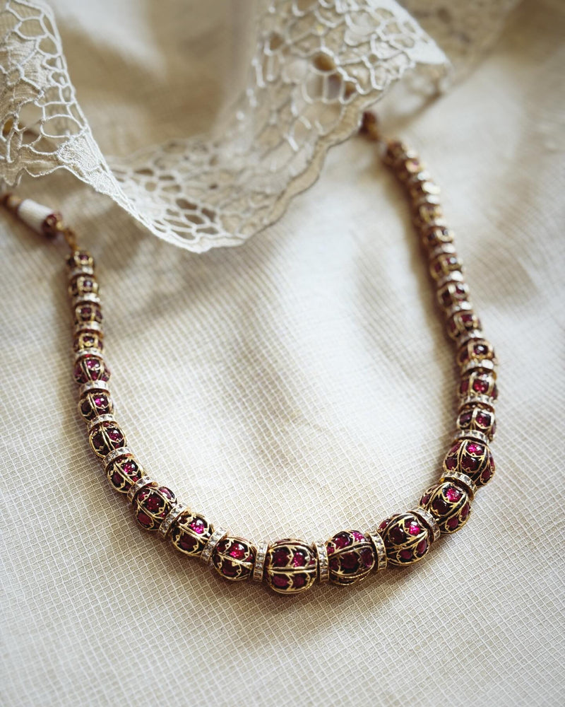 AJ-W11244 Kundan Red Necklace