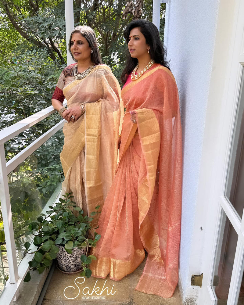 EE-W12262 Gold Tissue saree