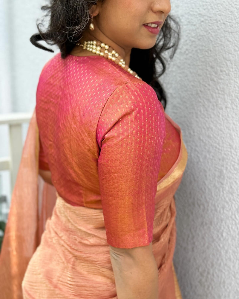 EE-W12263 Peach Tissue saree