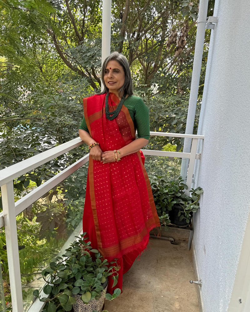 EE-W13452 Red Matka Sari