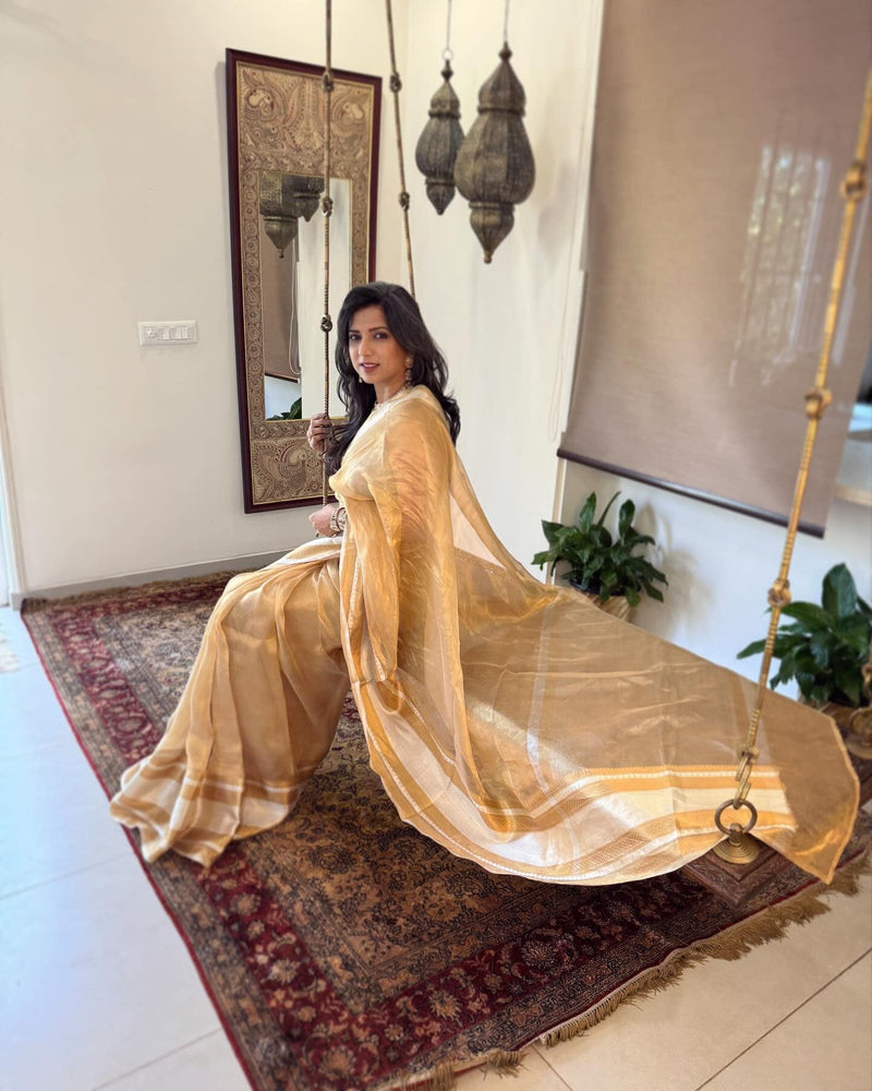 EE-W15606 Gold Tissue Saree