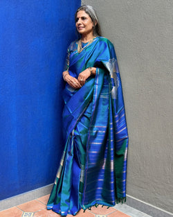 EE-X07531 Peacock Blue Kanchi Silk