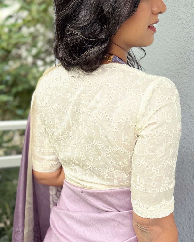 EE-X01328 Lilac Cutwork Batik Sari