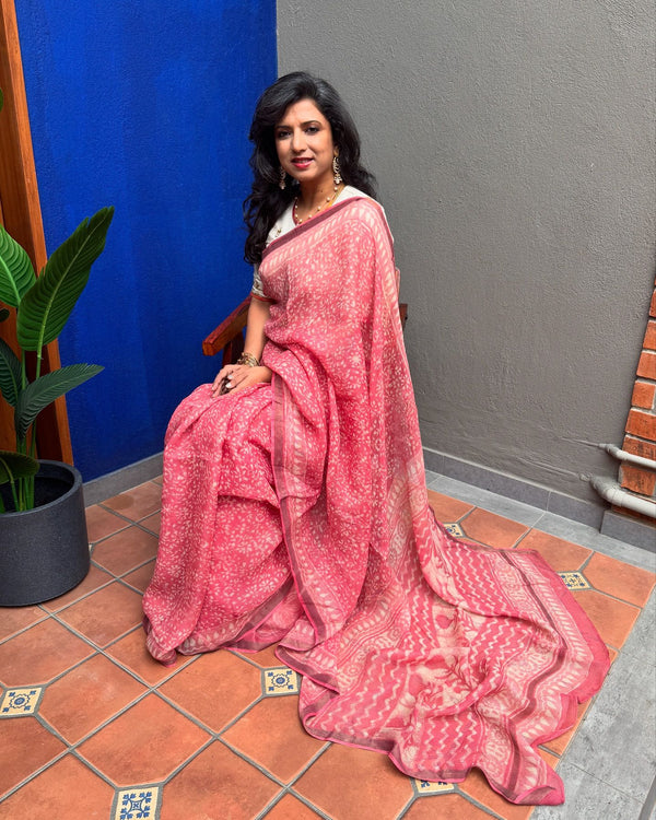 EE-X10628 Pink Silk Kota Sari