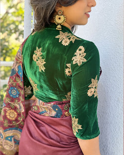 DQBL-9792 Green Velvet Blouse