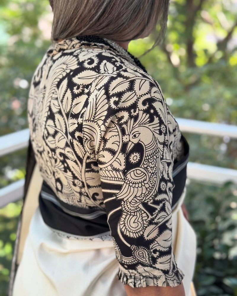 EE-X10918 Black White Kanchi Sari