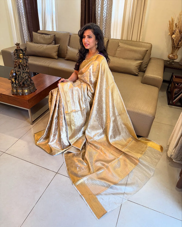 EE-X12090 Gold Tissue Saree