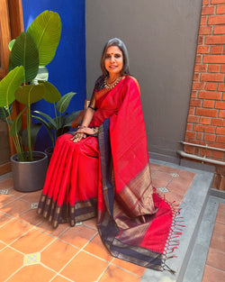 EE-X14861 Red rawsilk sari