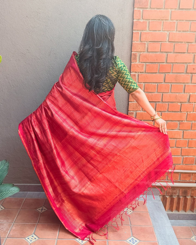 EE-X14931 Red rawsilk sari