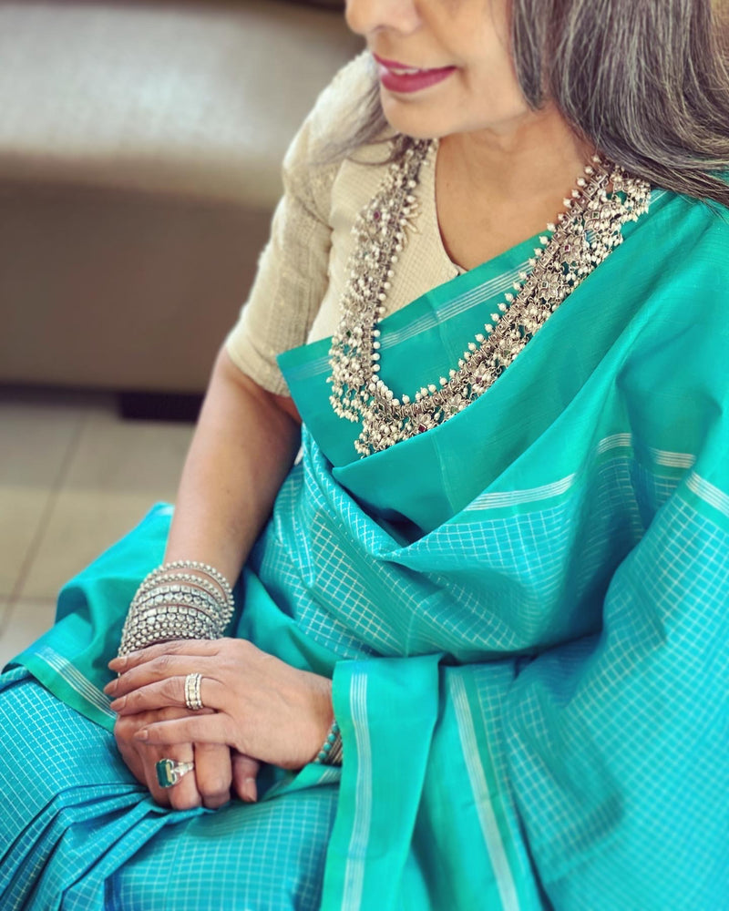 EE-W06069 Blue Kanjeevaram Saree