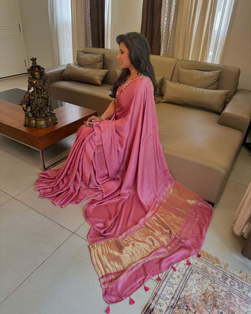 EE-X08881 Onion Pink Modal Saree