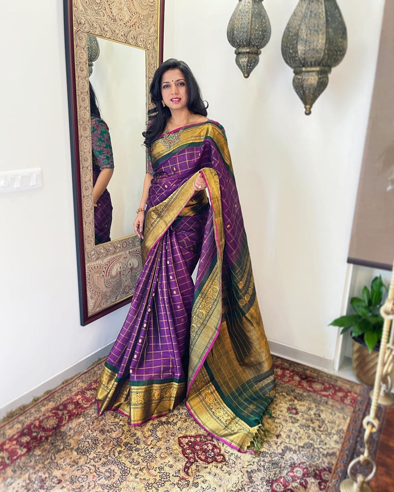 EE-W00871 Purple Gadwal Sari