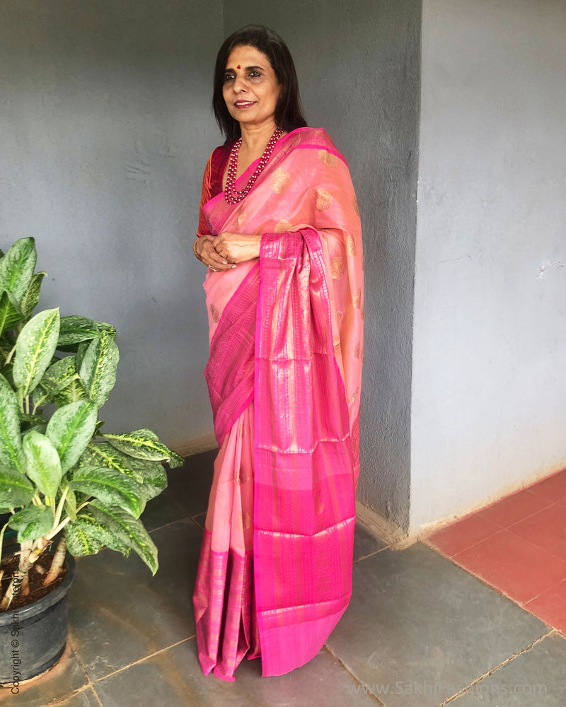 EE-S26033 Pink Banarsi Saree