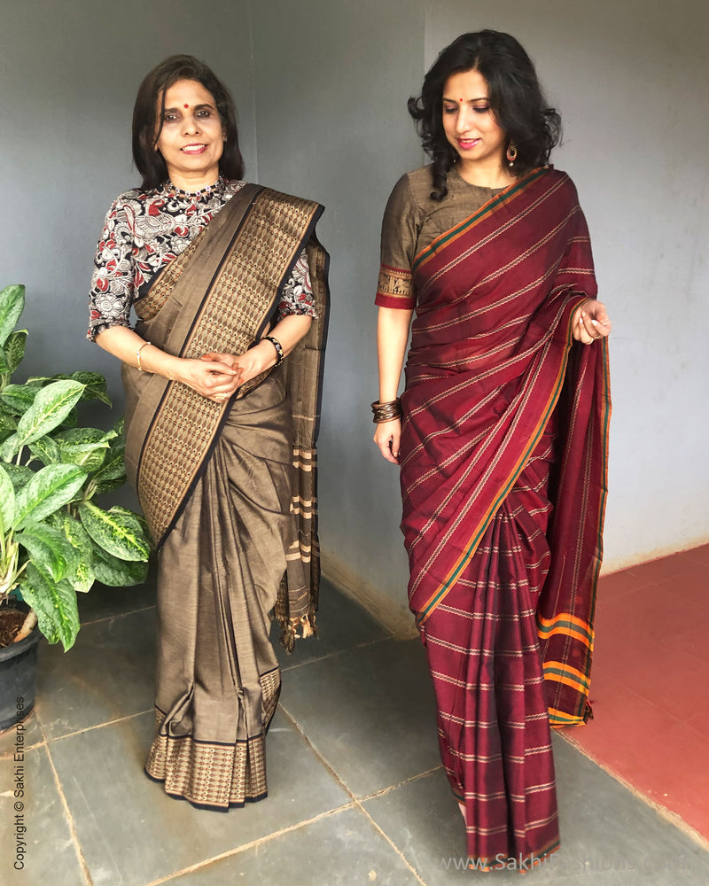 EE-S27692 Maroon Cotton Saree