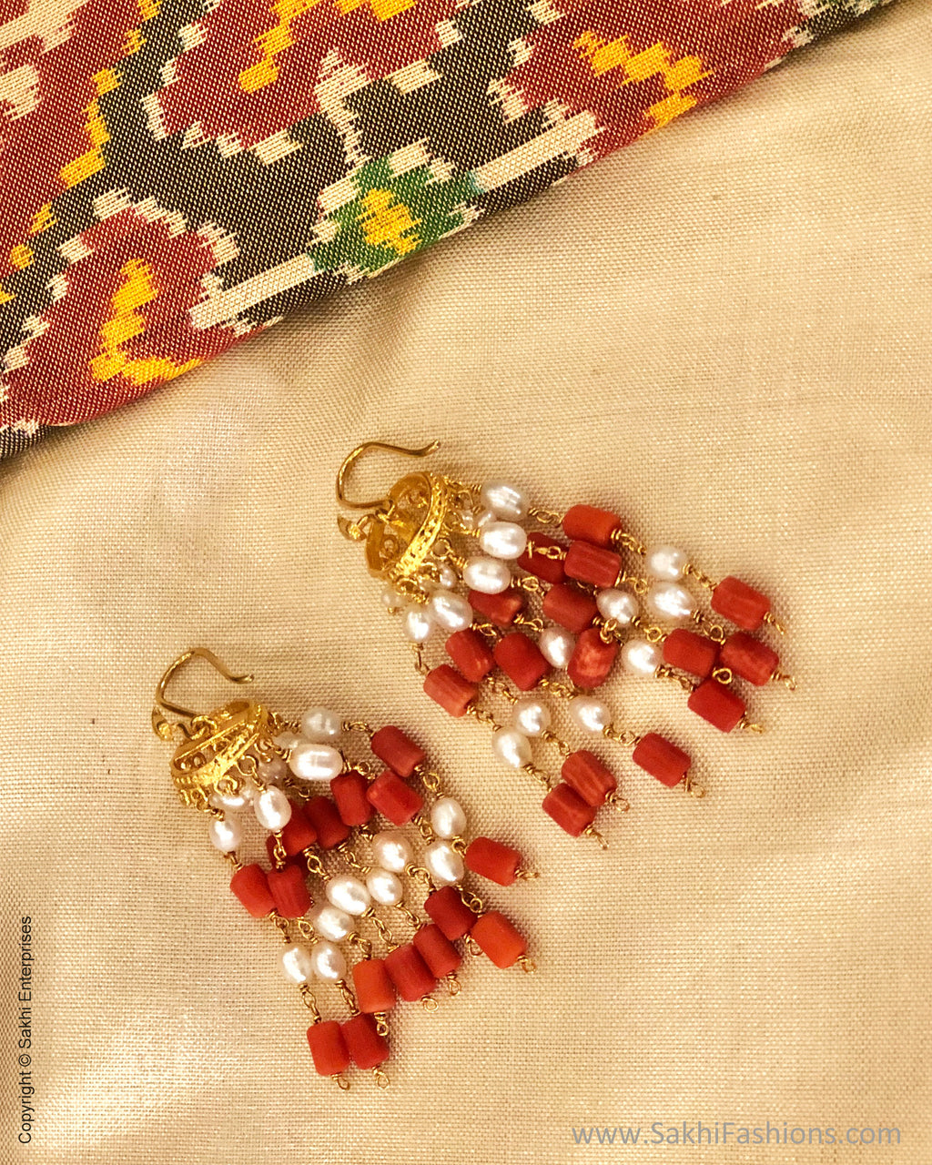 Earring  Coral Pearl  Gujjadi Swarna Jewellers
