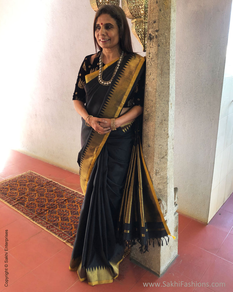 Navy Blue Banarasi Silk Saree