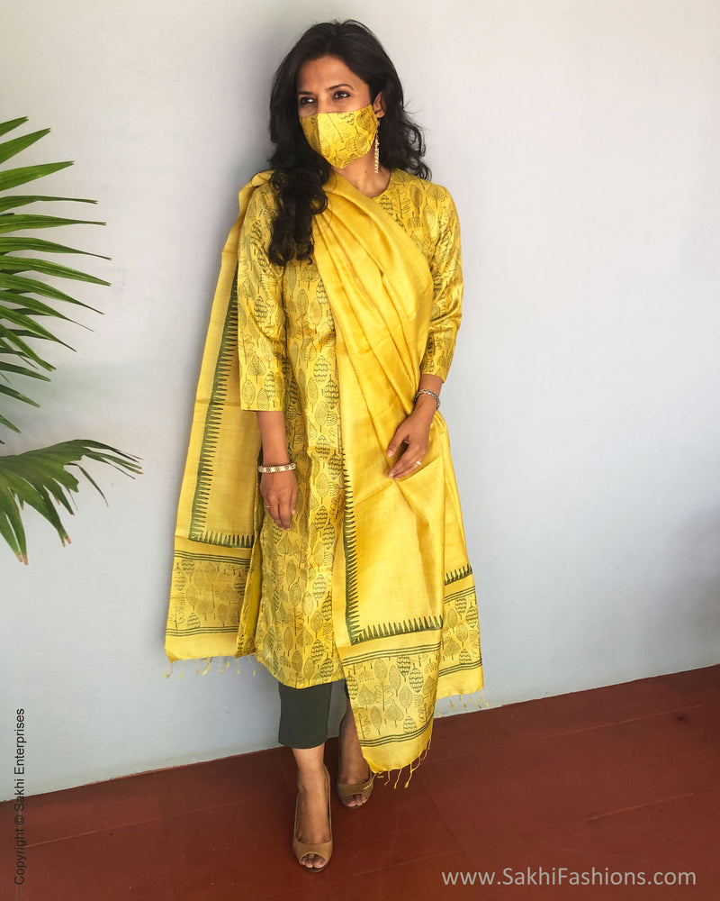 EE-S37289 Lemon Tussar Salwar