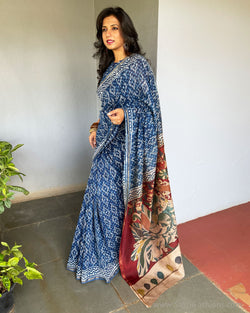 EE-S39622 Indigo Blue Chanderi