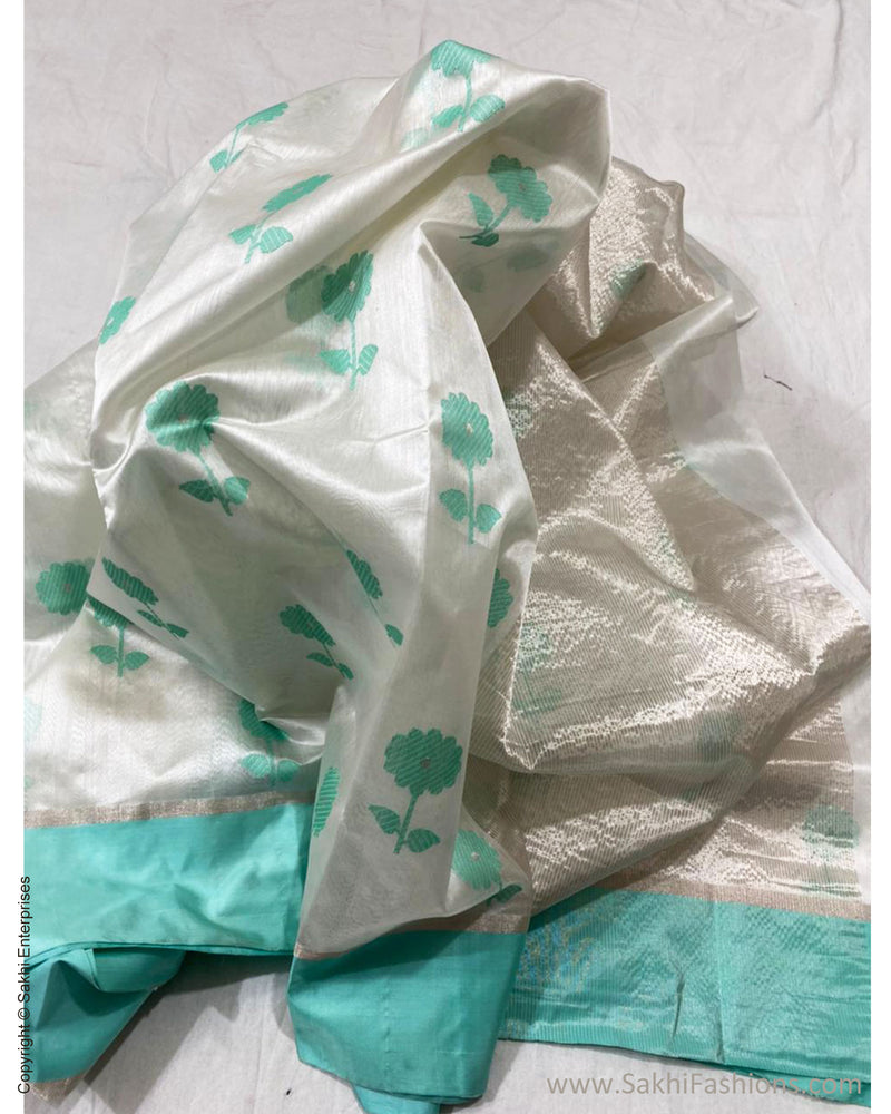 EE-S21521 White Green Chanderi