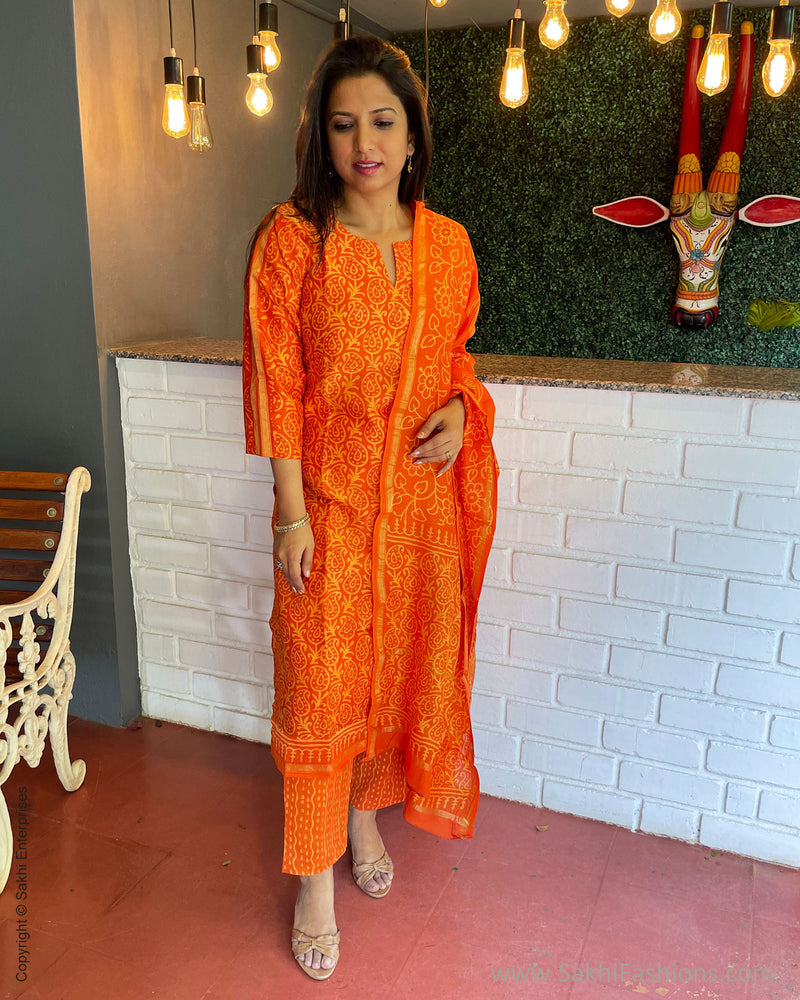 EE-S42888 Orange Chanderi Salwar