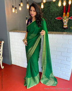 EE-S39213 Green Chiffon Sari