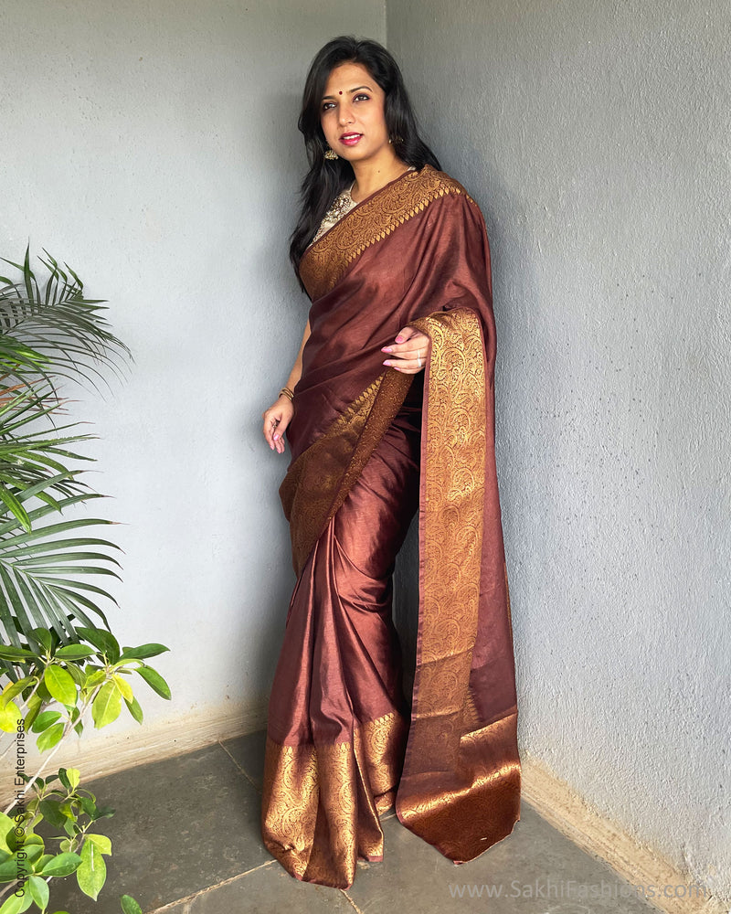 Brown Banarasi Coffee Soft Silk Saree || Rooprekha – rooprekha