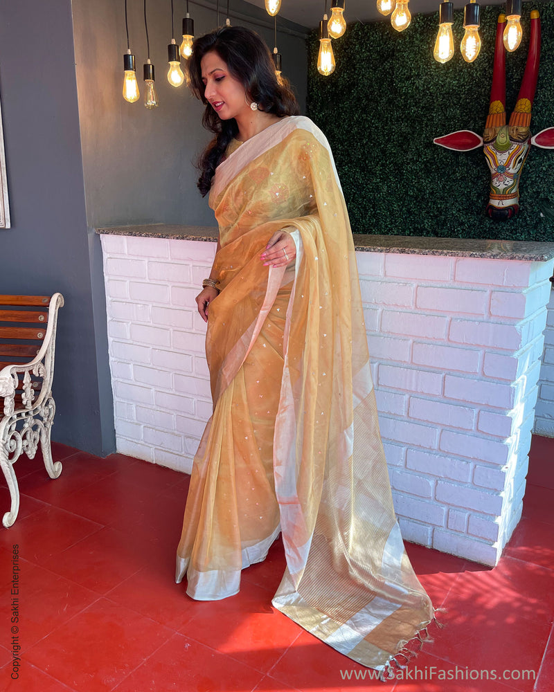 EE-S51653 Gold Tissue Sari