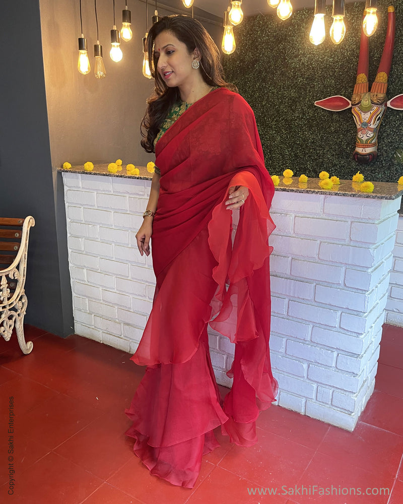 EE-V01287 Red Insta Saree