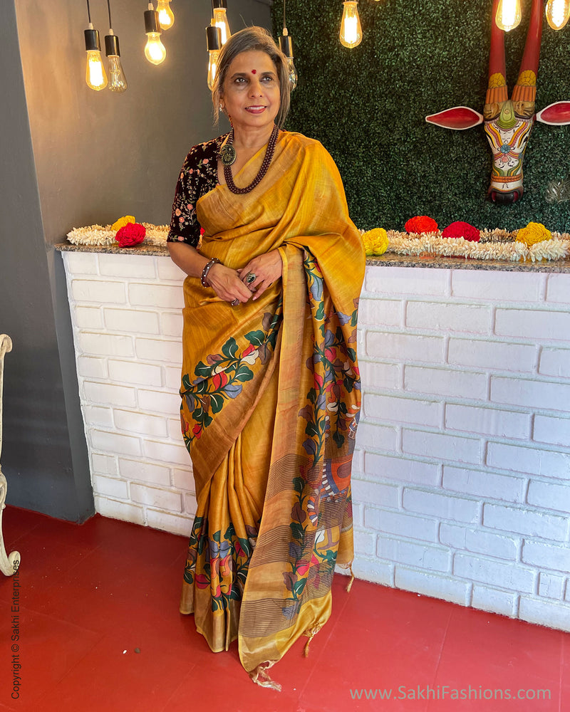 EE-S55984 Mustard Tussar Sari