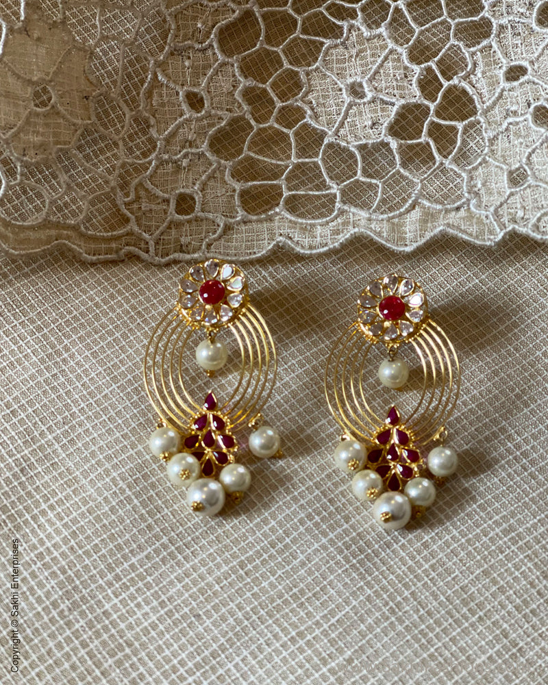 Ruby pearl hot sale gold earrings