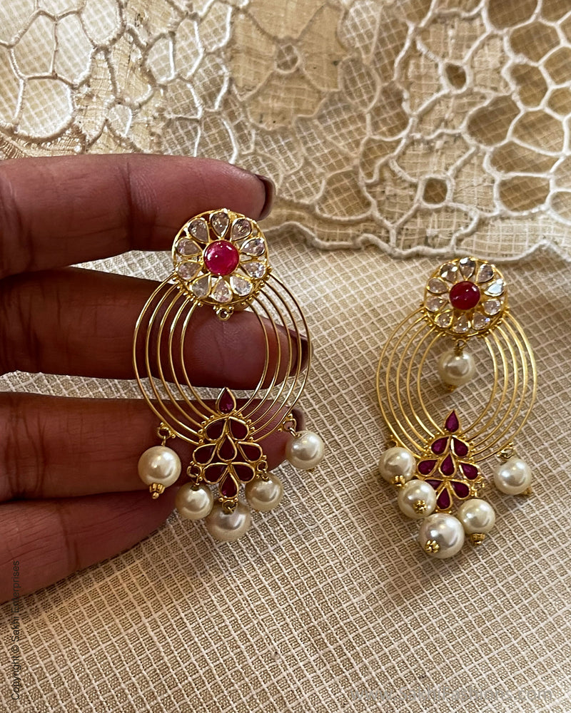 Dazzling Gold Temple Chandbali Earrings – Curio Cottage