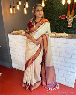 EE-V04660 Cream Tussar Sari