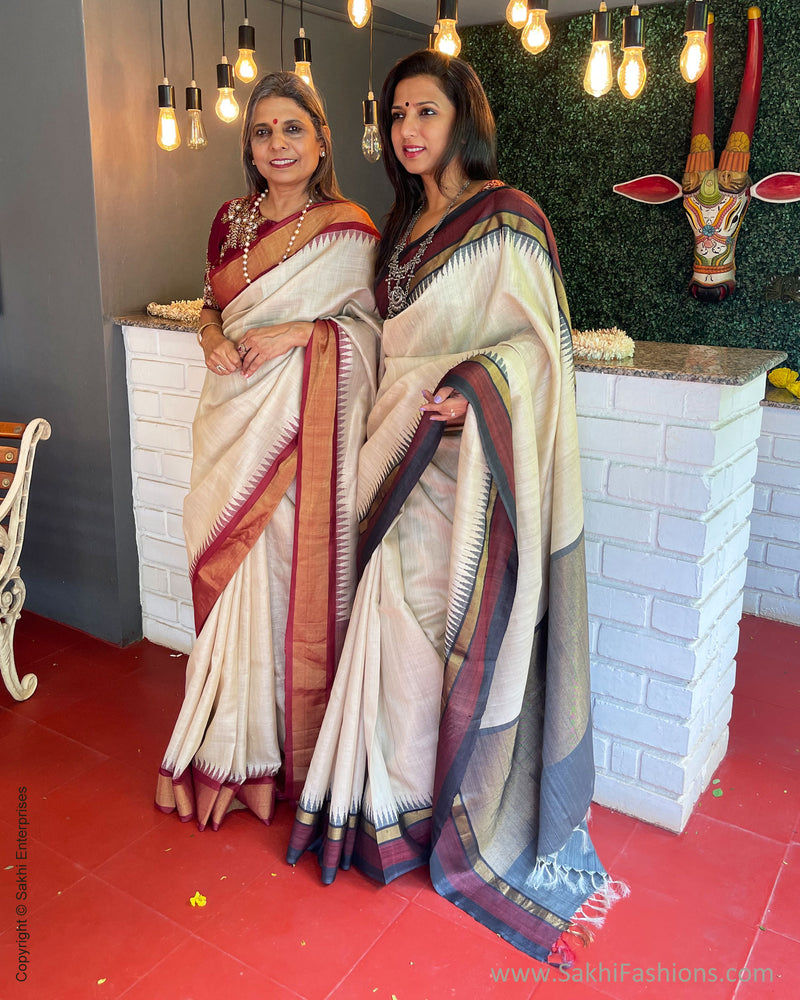 EE-V04660 Cream Tussar Sari