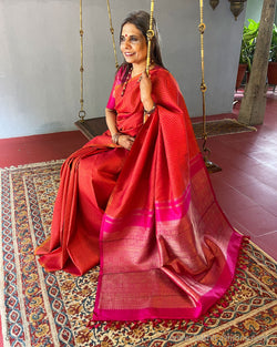 EE-V05482 Red Kanchi sari