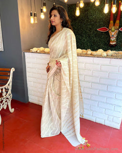 EE-V08106 Linen cream mustard Sari