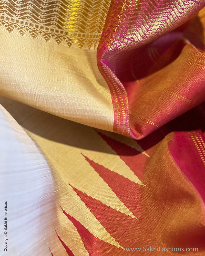 Shrestha - Golden and violet temple border Arani silk | The Maggam  Collective