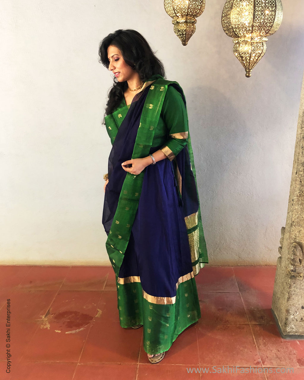 EE-S24221 BlueGreen Sari Dress – sakhifashions