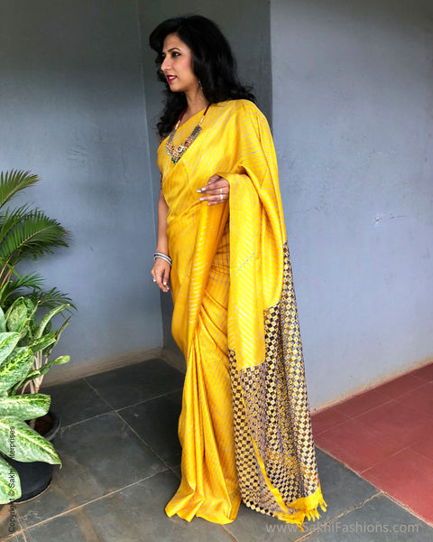 Sunshine yellow Pure Kanchi Silk Saree | Sakhi Fashions – sakhifashions