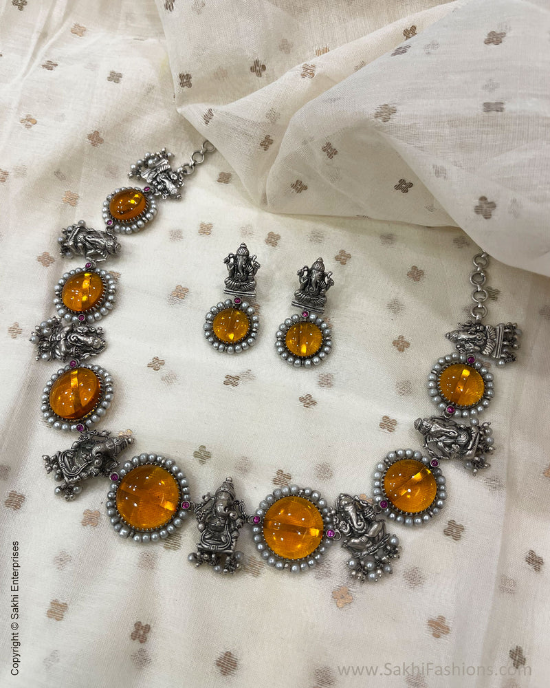 AS-V06035 Silver Kundan Necklace